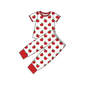Qingli Oem Groothandel Kinderen Apple Printed Top Met Broek Outfit Baby Kleding Sets