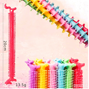 Jouet anti-stress coloré en TPR en forme de chenille, élastique, sensoriel, extensible, idéal pour les fêtes - Product Image 3
