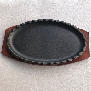 Fajita à steak en fonte Poêle à frire Plat chaud Assiette à grésiller Plateau de service avec socle en bois 8 ''10'' 12'' - Product Image 5