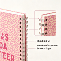 Carnet à spirales personnalisé, service OEM, impression de logo personnalisé, journal à couverture rigide, carnet scolaire personnalisé à motif léopard, cadeau