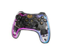 Manette de jeu sans fil Saitake 2,4 GHz Xbox360/PC/Android - Moteur de vibration, bouton Turbo, détection de mouvement, joystick, RGB modifiable