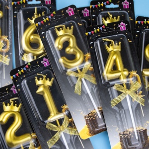 Vendita calda numeri di buon compleanno 0-9 candele Golden Crown Christmas Valentine Party <span class=keywords><strong>Candles</strong></span> - Product Image 2