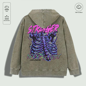 เสื้อฮู้ดกราฟิกหลายสีผ้าฝ้าย100% ล้างแล้ว "กระดูกซี่โครงโครงกระดูกคนแปลกหน้าไม่มีความกล้าไม่มีสง่า" - Product Image 4