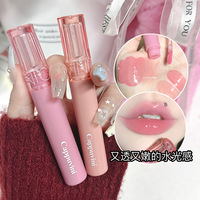 Brillo Labial en Gel con Efecto Espejo Resistente al Agua Cappuvini, 6 Colores, Brillo Labial Ligero, Hidratante, de Larga Duración, Tinte Rojo Brillante, Maquillaje para Labios