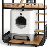 Villa pour chat en bois massif de luxe, grande maison d'intérieur multi-niveaux avec fenêtre d'observation, qualité commerciale