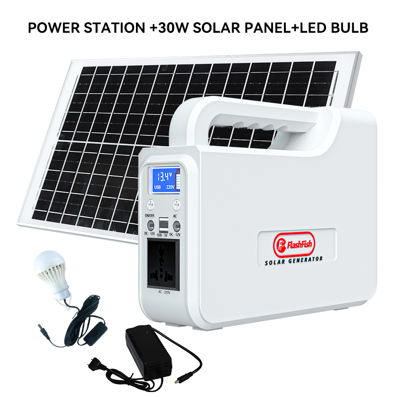 Centrale elettrica + 30w pannello solare + 2 pz lampadina