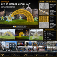 Luz LED TOPREX Resistente a la Intemperie de 220V con Motivo de Estrella Fugaz, Arco 3D de Grado Profesional para Exteriores, Plaza, Decoración Navideña, Grande
