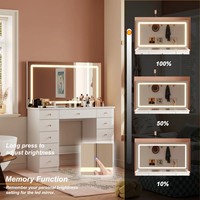 Ensemble de coiffeuse en bois moderne de luxe pour chambre à coucher, coiffeuse blanche, table de maquillage avec miroir éclairé pour salon