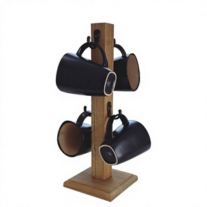 Étagère d'angle en bois multifonctionnelle à un seul niveau, faite à la main, présentoir sur pied pour tasses, mugs et café, rangement de cuisine - Product Image 5