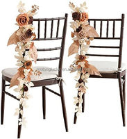 Chaise de mariage décorations florales allée Pew église fleur artificielle Blush crème toile de fond florale Rose Arrangements fête en plein air