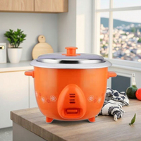 Penanak Nasi Otomatis Listrik Berkualitas Tinggi Ramah Lingkungan Memasak Cepat Kontrol Timer Digital Berwarna Oranye dengan Lukisan Bunga