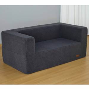 Nuovo arrivo divano pigro doppio formato soggiorno grigio scuro Sherpa sacco divano pronto per l'uso comodo letto a sacco a sacco compresso - Product Image 6