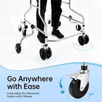 Andador de 8 Ruedas con Capacidad para 220 lb, Altura Ajustable, Ayuda de Rehabilitación para Hemiplejia y Miembros Inferiores, para Movilidad de Personas Mayores