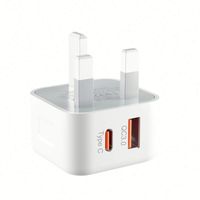 Adaptateur Chargeur Secteur 20W à 2 Ports USB-C et USB-A à Charge Rapide pour Téléphones Portables, Ordinateurs Portables et Tablettes, Compatible Prises EU, UK, US