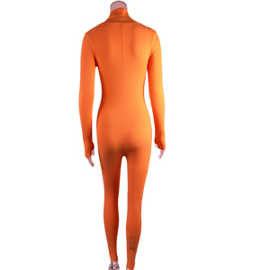 Tuta a collo alto aderente in maglia a coste personalizzata OEM da <span class=keywords><strong>donna</strong></span> a <span class=keywords><strong>manica</strong></span> <span class=keywords><strong>lunga</strong></span> a <span class=keywords><strong>manica</strong></span> <span class=keywords><strong>lunga</strong></span> per il commercio all'ingrosso - Product Image 2