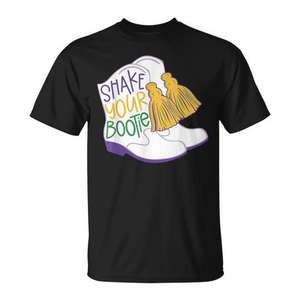 Camiseta de Mardi Gras con cuentas para la celebración del carnaval, camiseta promocional con la frase Shake Your Bootie - Product Image 1