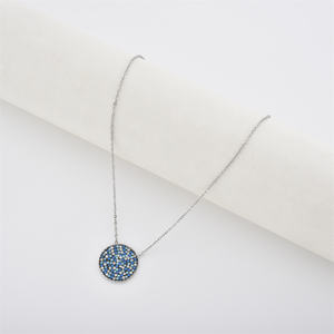 สร้อยคอจี้ประดับกรอบสแตนเลสสีน้ำเงินประกายระยิบระยับ - Product Image 1