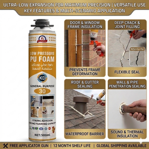 <span class=keywords><strong>Mousse</strong></span> d'étanchéité PU basse pression 500ml – <span class=keywords><strong>Mousse</strong></span> polyuréthane pour le remplissage précis des fissures de cadre de porte - Product Image 1