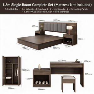 Juego de Muebles de Panel para Hotel, Hostal o Casa de Huéspedes, Madera Clara, Multi-cama, Apartamento, Cuidado de Personas Mayores, Juego Completo - Product Image 2