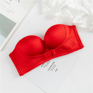 Sutiã sem fio push up, cor vermelha, feminino, peça única, sexy, para vestido de casamento