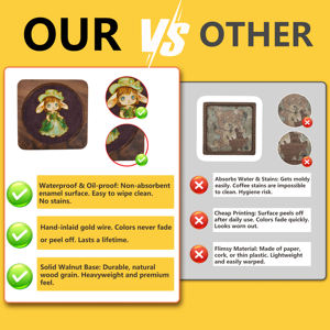 Posavasos de <span class=keywords><strong>Emerald</strong></span> <span class=keywords><strong>Isle</strong></span> Spirits |   Juego de Posavasos de Madera de Nogal y Esmalte Cloisonné con Temática Animal Irlandesa, Regalo Hecho a Mano para el Día de San Patricio - Product Image 4