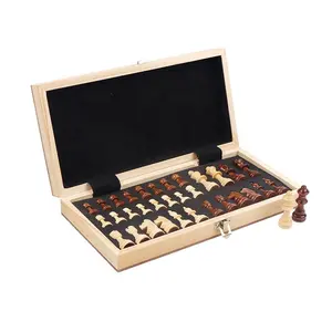 Scacchiera Puzzle di alta qualità Set di scacchi in legno da 15 "con interni in feltro e lavagna magnetica