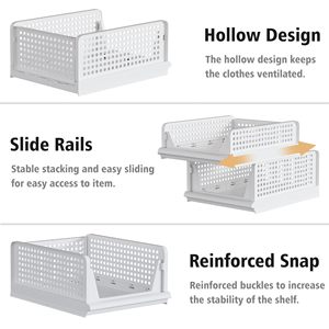 Keranjang Penyimpanan Plastik yang Dapat Ditumpuk, Lipat, Organizer Pakaian, Laci Penyimpanan untuk Ruang Tamu, Kamar Mandi, Dapur, Kantor - Product Image 5