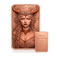 Lingot de Cuivre Pur 99,9% de 5oz, Rectangulaire, Imprimé en Couleur, Motif Déesse Fantastique en Relief, Objet de Collection Souvenir