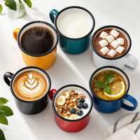 Tasse de camping en émail personnalisée avec logo, style vintage, pour café, idéale pour la promotion de marques, équipement de camping, souvenir publicitaire, OEM