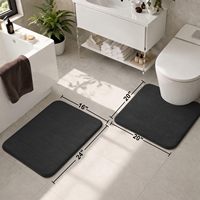 Ensemble de tapis de bain en polaire corail antidérapant, absorbant, avec couvre-couvercle de toilette, tapis de salle de bain doux, séchage rapide, lavable et résistant aux taches