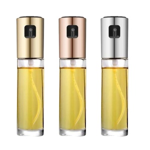 High Quality 100ML Round Transparent Portable Glass Olive Oil Spray Bottle For Cooking Salad