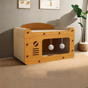 Meilleures ventes : Villa griffoir pour chat de style TV, spacieuse, à double niveau, avec tapis à gratter et jouet pour petit chaton - Product Image 2