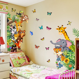 Autocollants muraux en PVC symétriques MS6380-ZY, <span class=keywords><strong>animaux</strong></span> de la forêt, dessin animé, 30x90cm, 2 pièces, pour salon, chambre à coucher, fond décoratif - Product Image 2