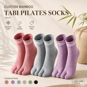 <span class=keywords><strong>Chaussettes</strong></span> Tabi en Fibre de Bambou Personnalisées, à Bout Fendu, Sans Couture, Respirantes, Rayées, pour Yoga et Pilates, <span class=keywords><strong>avec</strong></span> Étiquette Privée pour Femmes - Product Image 1