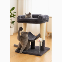 Arbre à chat, griffoir et condo intégrés, maison pour chat en peluche gris foncé et sisal, perchoir compact pour affûter les griffes