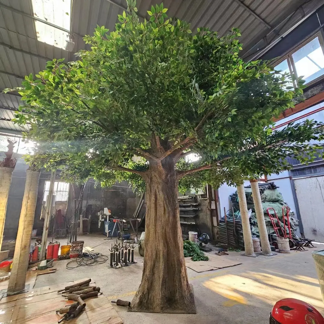 EG-WD42 nhà máy tùy chỉnh thực hiện 4.5 mét cảnh quan lớn lớn màu xanh lá cây cao ficus cây nhân tạo cây đa cho trang trí