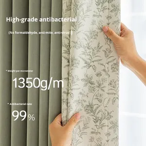 Shaoxing haut de gamme vert brocart rideaux occultants lumière luxe couleur bloquant solide pour salon chambre nouveau Style <span class=keywords><strong>tissu</strong></span> - Product Image 1