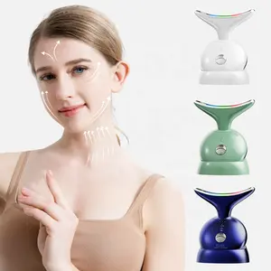 Dispositivo de belleza de uso doméstico, herramienta de elevación facial, antiarrugas, 3 colores, luz led EMS, masajeador de elevación de cara y cuello para mujer