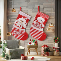 Zaves 19 pouces bas de Noël décorations murales père noël bonhomme de neige peluche poupée paire rouge blanc rayures pour la décoration d'article de vacances