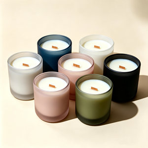 <span class=keywords><strong>Portacandele</strong></span> in <span class=keywords><strong>Vetro</strong></span> Nero Opaco Trasparente di Alta Qualità, Vuoto, da 7oz, 9oz, 12oz, con Coperchio per la Creazione di Candele - Vendita all'Ingrosso - Product Image 1