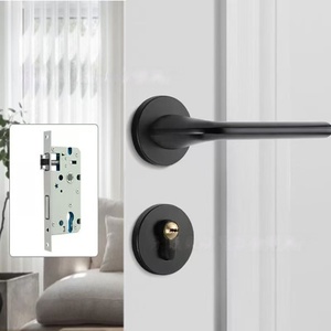 Heavy Duty Aluminum Alloy <strong>Door</strong> Lever Lock Set Luxury Modern <strong>Door</strong> Handles With Privacy Turn Button <strong>Knob</strong> for <strong>Bedroom</strong> &amp;Bathroom - Product Image 4