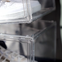 Étagère à chaussures pliable en plastique Organisateur pliable clair Portable Armoire à chaussures empilable Sneaker Boîte à chaussures avec porte magnétique