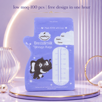 Sacs de conservation du lait maternel jetables personnalisés, double fermeture éclair, anti-fuite, finition brillante avec fenêtre, compatibles congélateur, sans BPA, en vrac