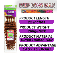 Extensions de cheveux humains vierges 22 pouces 200g 4X Deep Wave pour tresses au crochet, couleurs Afro Kinky sans trame, cadeaux pour femmes