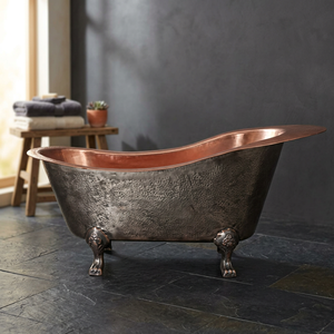 Baignoire autoportante ovale en cuivre antique à pattes, modèle Slipper, en métal de luxe CH-296, pour la maison et l'hôtel, artisanat indien Uttar - Product Image 3