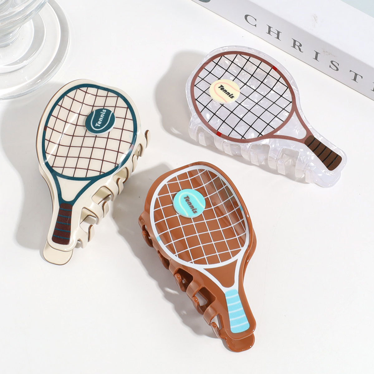 Girls Hair Accessories - Sporty Style Tennis Racket Clips display picture 1