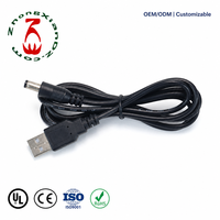 Kabel Daya USB ke DC 5.5x2.1mm Grosir, 24AWG untuk AWM 2464 5V OEM Custom CE RoHS untuk Komputer & Peralatan Rumah Tangga