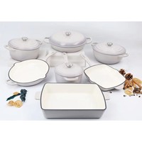 Ensemble de 7 ustensiles de cuisine en fonte émaillée avec couvercles, casseroles antiadhésives, faitout, logo personnalisé OEM ODM