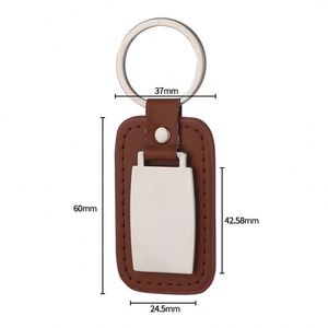 Professional Factory Custom Engravable <b>Keychain</b> Laser or Engraving Square Metal Blank Metal <b>Leather</b> <b>Keychain</b> - Product Image 3
