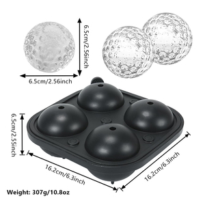 Essentiels d'été : Moules en silicone de qualité alimentaire en forme de balle de golf, réutilisables, faciles à démouler, bac à glaçons avec couvercle, empilables, noirs - Product Image 2